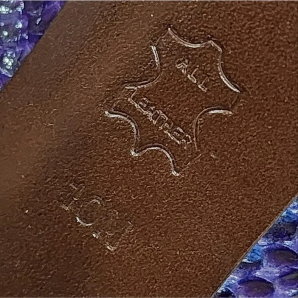 Tory Burch Purple‎ Snakeskin Leather Slingback Platform Block Heel Sandals